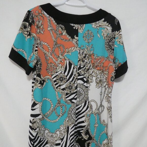 STUDIO By Tiana B | large | Vibrant Colorful Patterned Short Sleeve Dress - Picture 12 of 14
